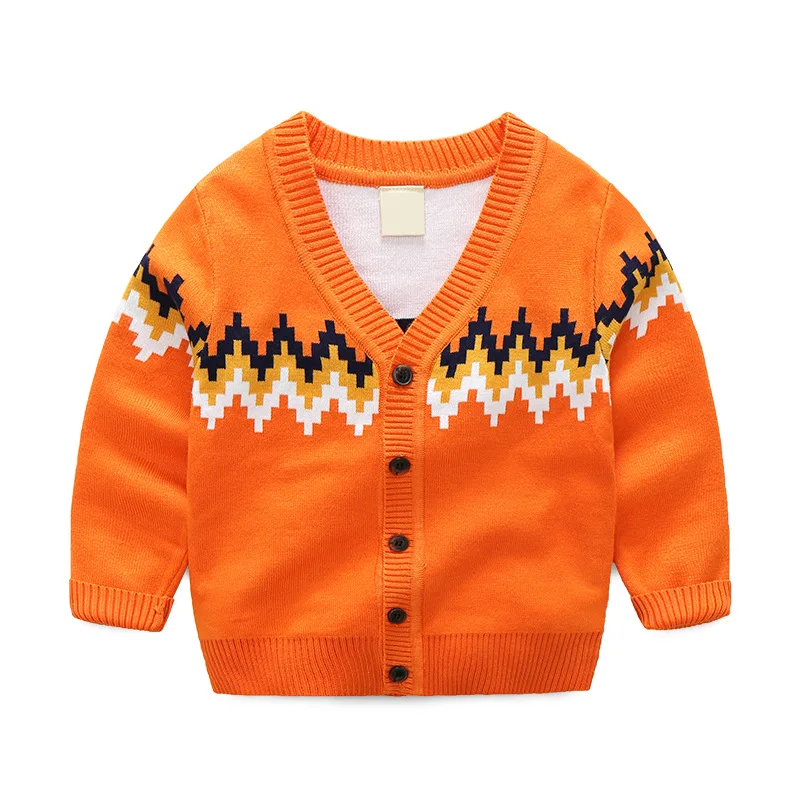 kids boy sweater 2017 autumn new full sleeve geometric mercerized