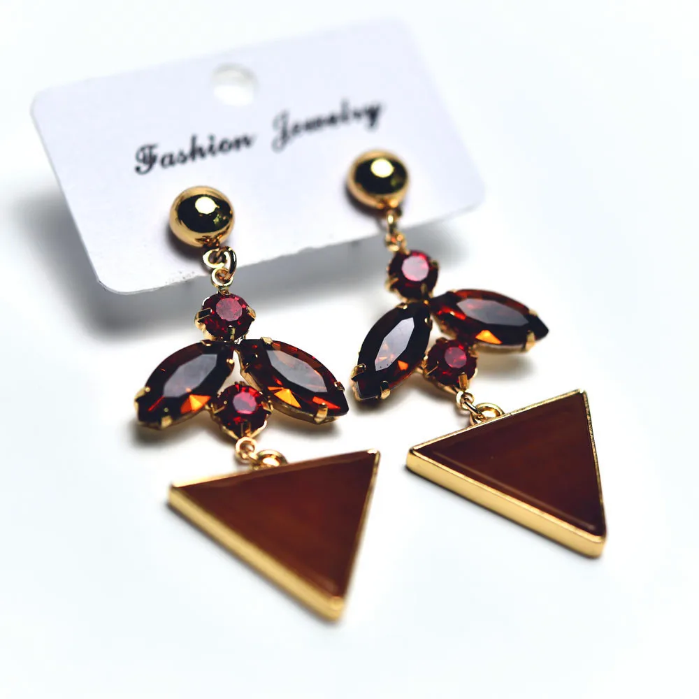 

beautiful geometric earrings for women rhinestone jewelry girls resin drop earrings elegant ladies fashion earrings triangle