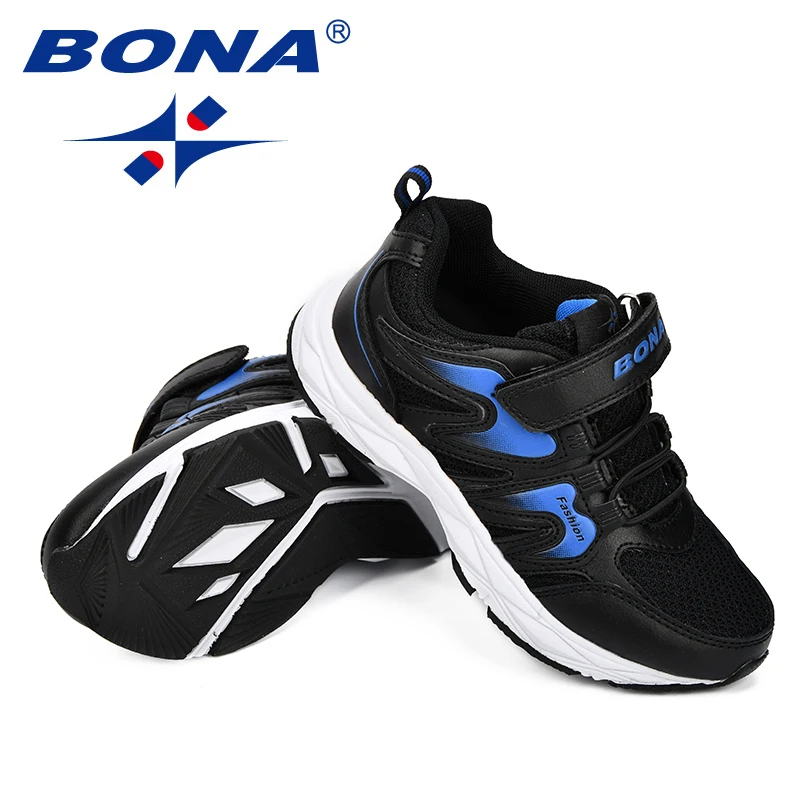 BONA/Новинка; Классические Стильные Детские кроссовки; Повседневная обувь из синтетического сетчатого материала для мальчиков; эластичная обувь с удобной подошвой; обувь для отдыха для девочек