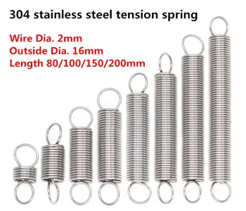 

Wire Dia. 2mm Outside Dia. 16mm Length 80/100/150/200mm 304 stainless steel tension springs tension with hook springs