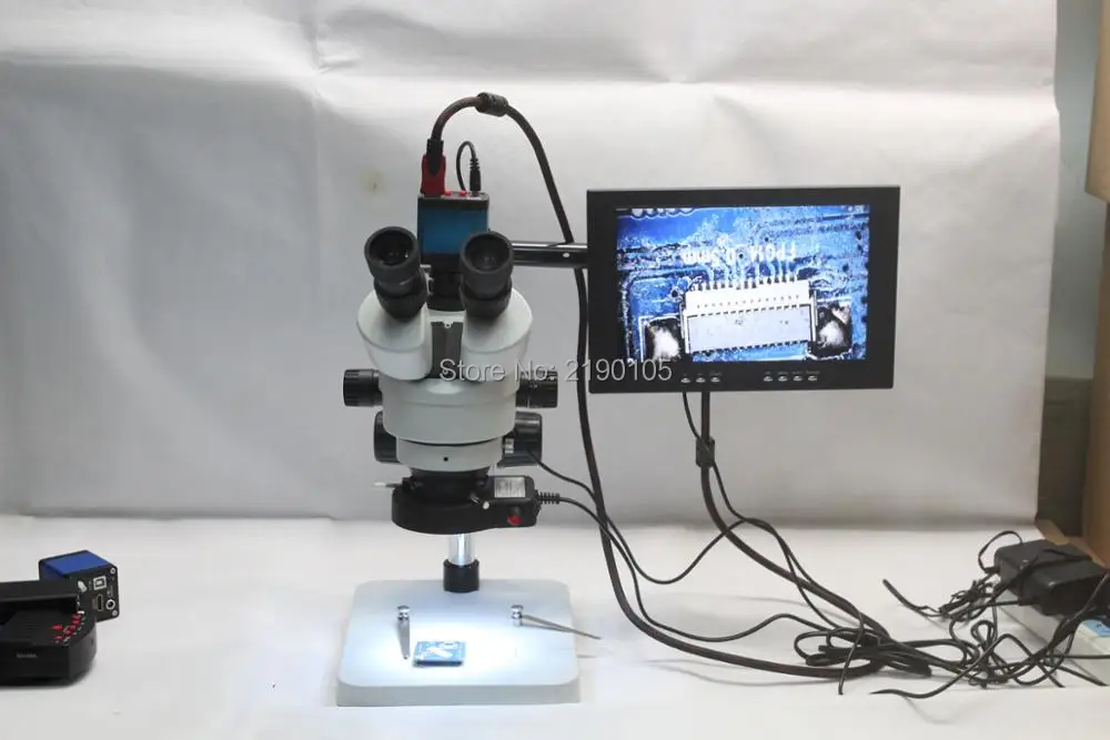 Trinocular Stereo Microscope 3.5X 90X Continuous Zoom Magnification