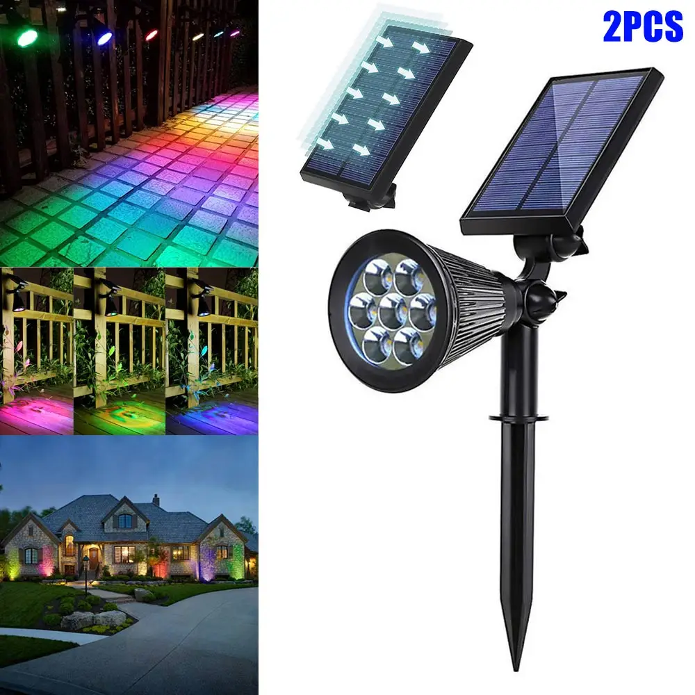 

Newest 2Pcs Solar Projectors Lights 7 Colors Change Outdoor Lights for Courtyard Patio Garden Lawn @8