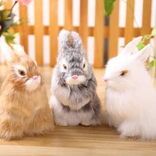 15 см мини милые кролики плюшевые игрушки Мех реалистичные животные Пасхальный кролик Игрушечный Кролик модель подарок на день рождения
