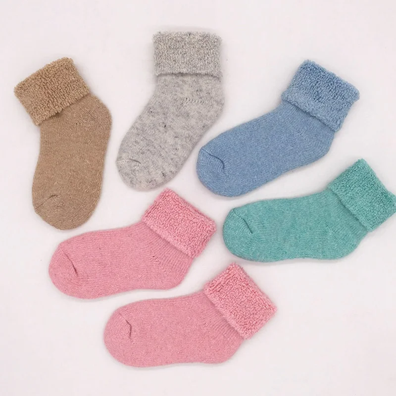 1 пара тепловых детских носков Натуральная Шерсть Толстые бархатные зимние теплые детские носки для новорожденных носки для маленьких мальчиков и девочек