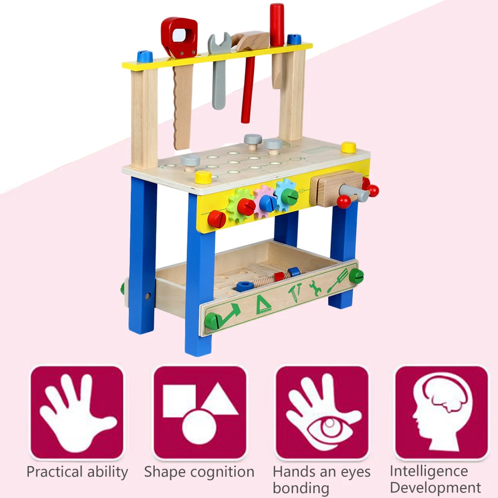 Прочный Деревянный проект верстак играть гайка Строительный набор красочные Интерактивные Интеллектуальные DIY игрушки раннее образование для мальчиков и девочек