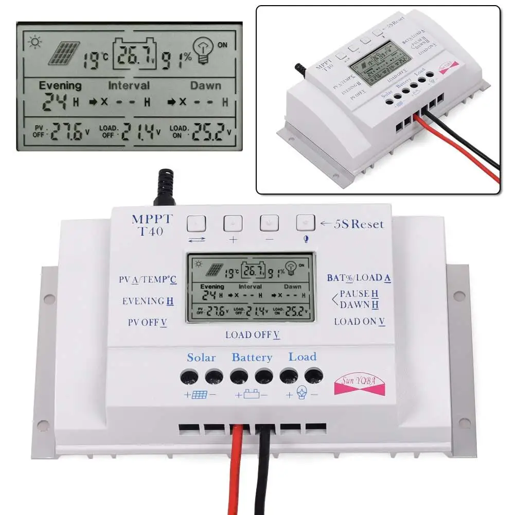 

2PCS 40A 12V/24V MPPT+PWM LCD Solar Panel Regulator Charge Controller 3 Timer USB 5v Solar charge controlle Valuable Hot Sales