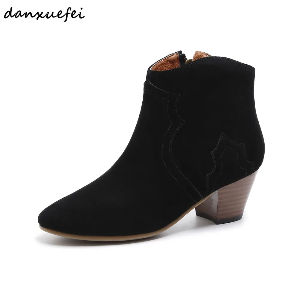 Goede 3 kleur maat 33 40 vrouwen echt su egrave;de enkellaarsjes med hak herfst korte laarsjes dames comfortabele laarzen schoenen vrouwen