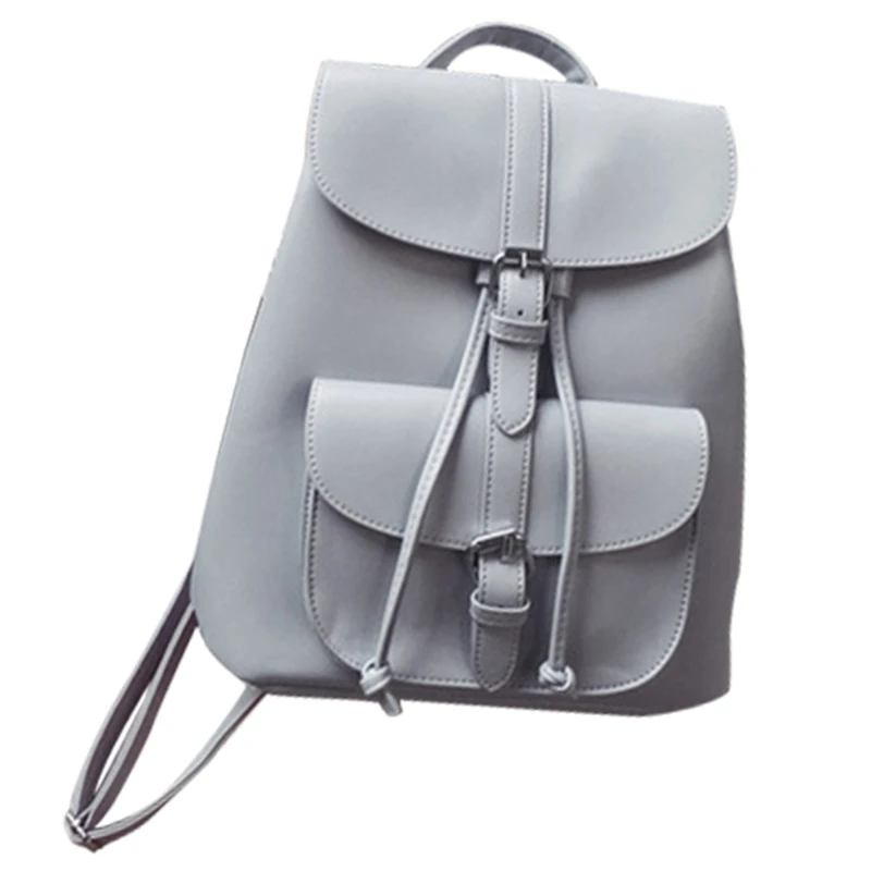 womens grey leather backpack