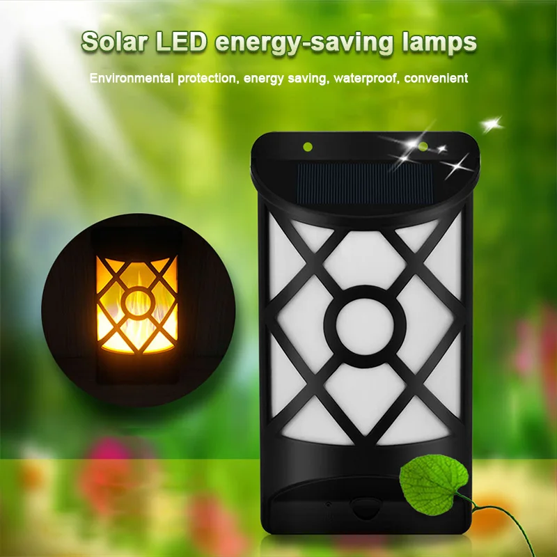 

2 Pcs Led Lights Decoration Solar Flicker Flame Wall Light Set Outdoor Waterproof Outdoor Home Garden GHS99