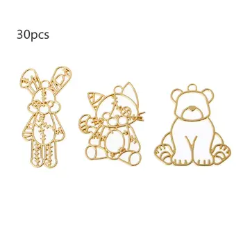 

30Pcs Assorted Rabbit Cat Bear Frames Keychain Pendant UV Resin Jewelry Making