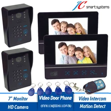 Al por mayor Nueva Conexión de Cable 7 “TFT Videoportero Intercom Con Cámara + Control Remoto Lector de Tarjetas RFID 2v2