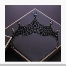 Барокко бронзовая бусинка из черного кристалла свадебные диадемы Стразы диадема маскарадная Корона повязка на голову для невесты Свадебные аксессуары для волос B7311