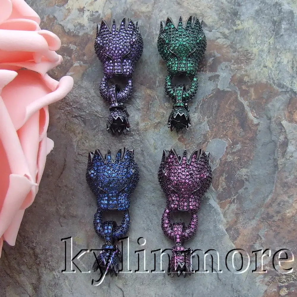 

1pc 23x50mm Paved CZ Dragon Clasp DIY Jewelry Findings