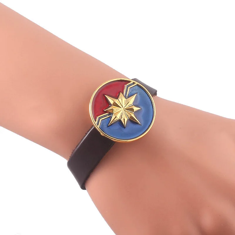 Avengers Bangles Bracelets Doctor Strange Eye of Agamotto Iron Man Arc Reactor Captain Marvel Thanos Leather Rope Bracelet Gift