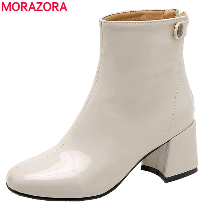

MORAZORA 2020 hot sale women ankle boots zip autumn winter high heels boots fashion dress shoes ladies office shoes big size 46
