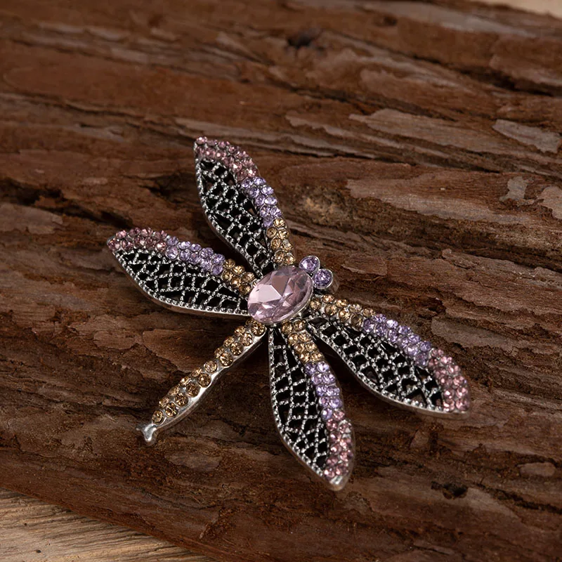 TDQUEEN Insect Brooch Dragonfly Vintage Metal Colorful Crystal Large Dragonfly Brooch Pins for Women (7)