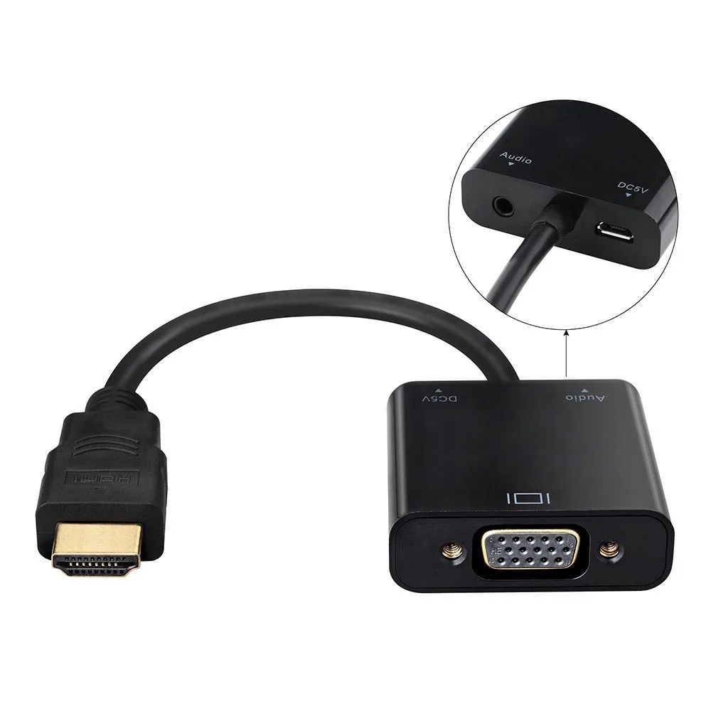 1080P HDMI Черный Micro USB 3 5 мм аудио разъем и кабель для VGA Male PC Raspberry Pi другого