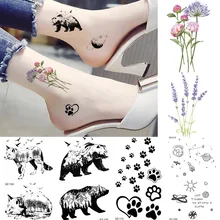 Водостойкие татуировки для женщин, наклейки на лодыжки, маленькие цветы, временные татуировки для детей, милые звезды, поддельные Черные Животные, тату, лапа, паста