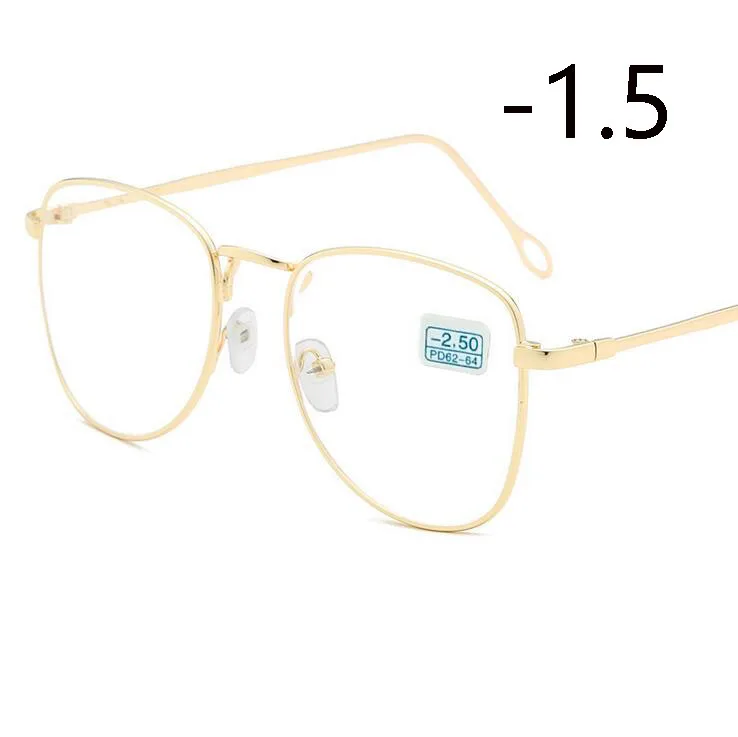 Ретро очки для близорукости с металлическим покрытием, для женщин и мужчин, овальные диоптрийные очки по рецепту, Черная/Серебристая/Золотая оправа-1,0-1,5-2,0-4,0 - Цвет оправы: Myopia 150