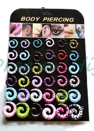 

New style Spiral with Aztec Design Acrylic Expander Ear Stretcher Earring Plugs Hot Sale 72PCS/LOT 3-10mm With Display 20% off