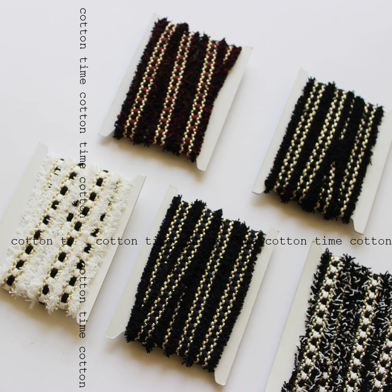 

5yards/lot tweed webbing 2cm wide Golden Mixed Ribbon with sequins in brand style accessory for bag garment free shipping