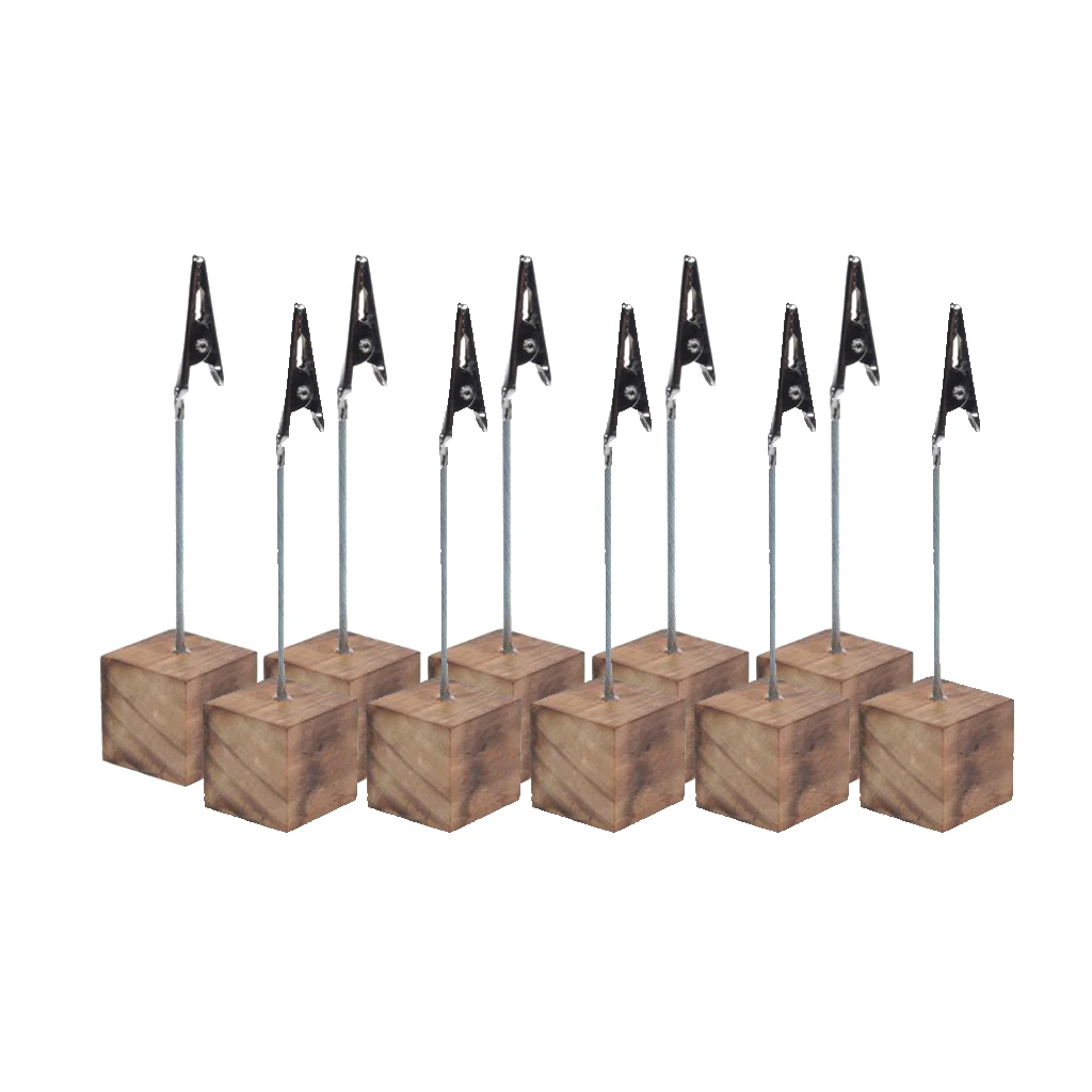 10Pcs Table Place Number Card Holders with Cube Base, Table Number Name Card Picture Memo Tag Clip Stands Party Decor