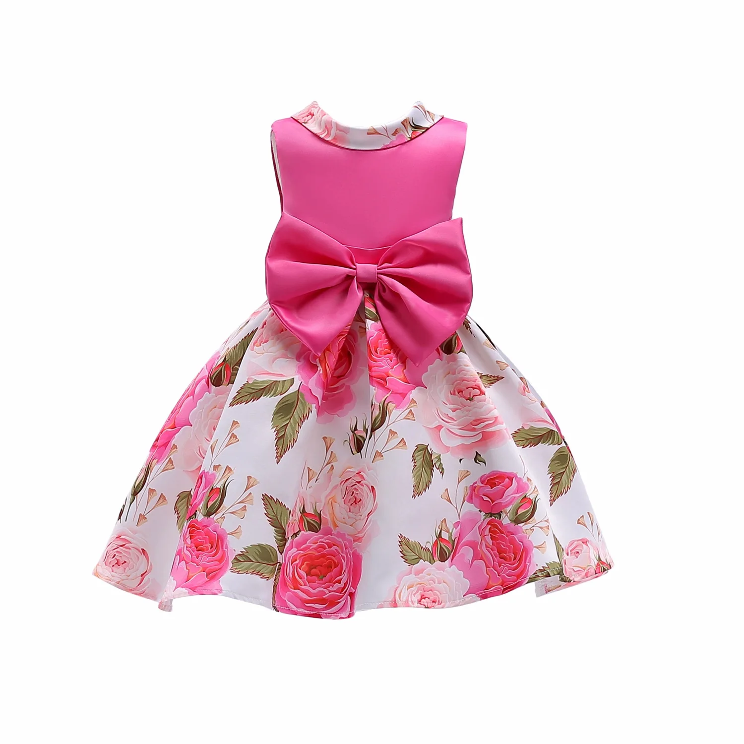 Baby Girl Princess Dress Sleeveless Red/Fushia Bow Kids Dresses For