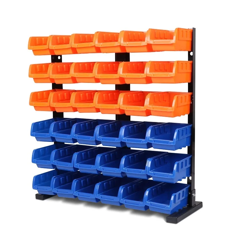 Tool Box Storage Racking 36 Pcs Bin Storage Rack Shelving Garage Storage Rack Tool Organiser Box ...