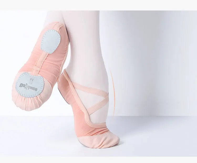 Балетки для взрослых из эластичной ткани и сетчатого материала; женская мягкая замшевая танцевальная обувь; Летние балетки для девочек