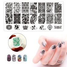 MANZILIN NEWBC Lace Flores Prego Selo Arte Carimbar Placa Imagem 10 pçs/lote 6*12 cm Plástico Modelo de Unha Manicure ferramentas Stencil(China)