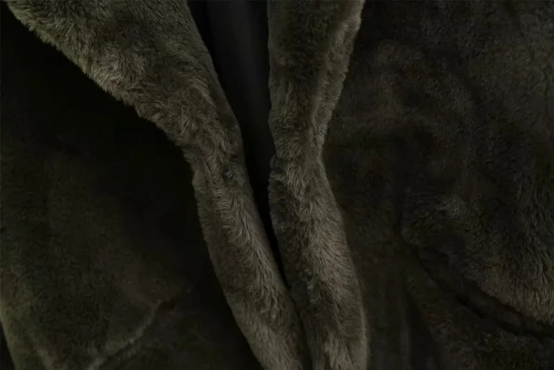 Женское пальто из кроличьего меха, зимнее зеленое пальто из искусственного меха, женское теплое плюшевое пальто с длинным рукавом, толстая Меховая куртка, длинное пальто, верхняя одежда