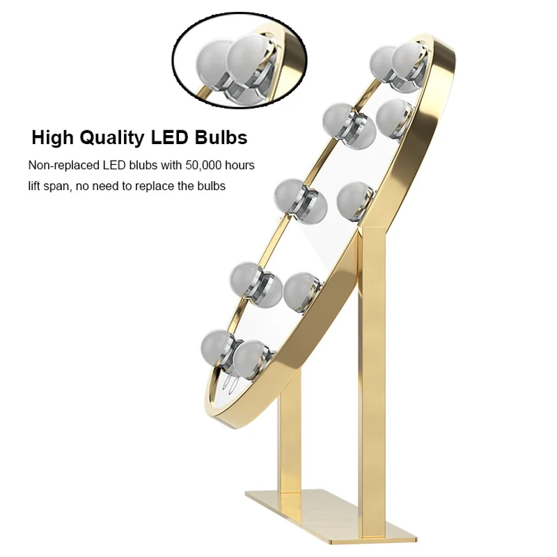  Oval Mirror Super Star Style Makeup Mirror Vanity LED Light Bulbs Kit for Dressing Table with Dimme