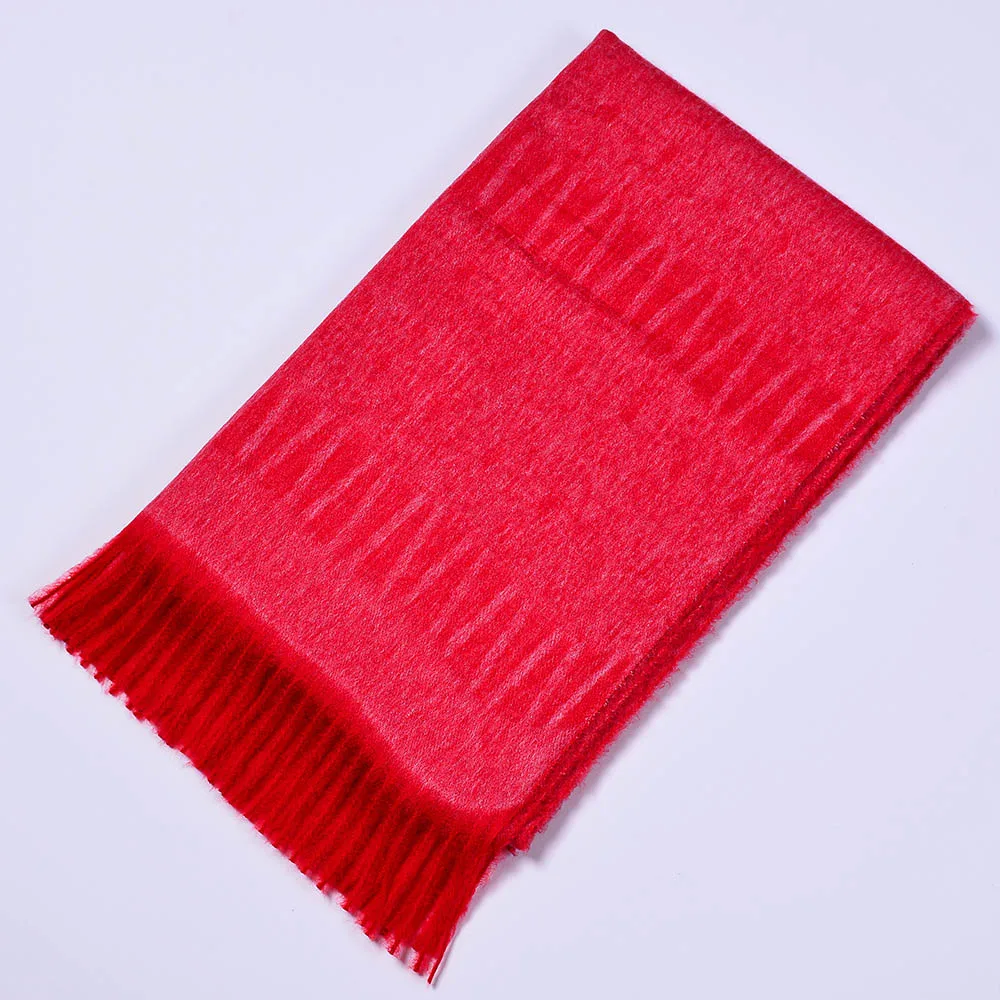 Женский зимний шарф, толстые теплые шали, мягкие кардиганы, женские кашемировые однотонные элегантные длинные шарфы с кисточками - Цвет: red