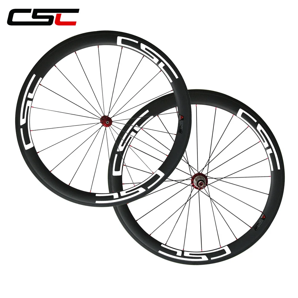 

CSC U Shape Straight Pull 700C Clincher Carbon 50mm Wheels 25mm Width with Powerway R36 Carbon Hubs sapim pillar 1420 spokes