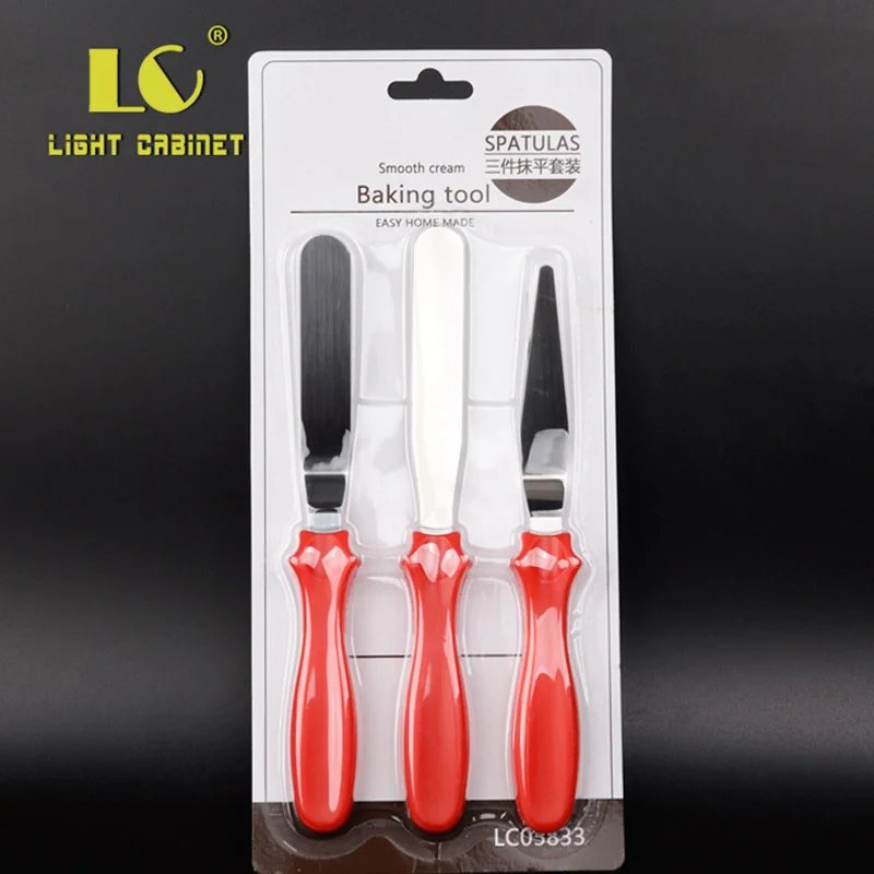 

3pcs/set Black Red Green Blade Espatula Spatula Cake Icing Smooth Filling Tools Kitchen Bakeware Cutter Set Baking Pastry Tool