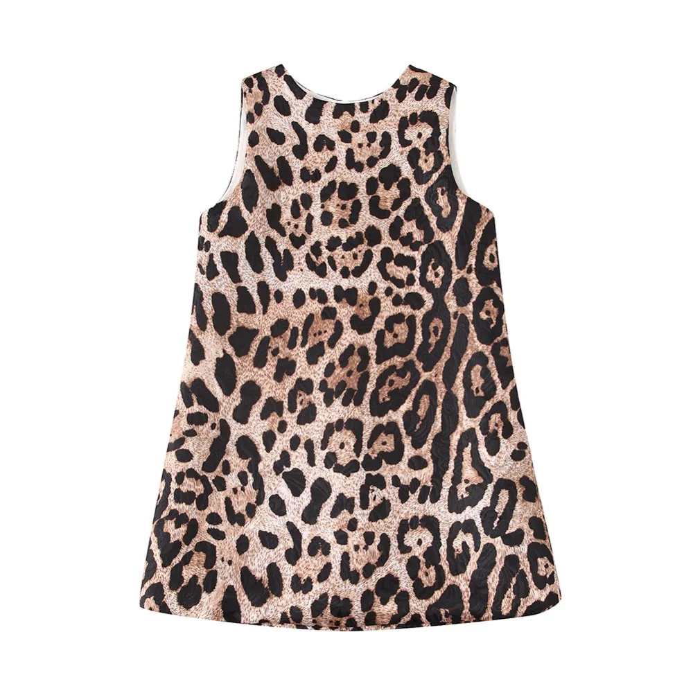 Платье для девочек с леопардовым принтом; Vestidos; Детские платья для девочек; одежда без рукавов; новогодний костюм; детская одежда; платье принцессы