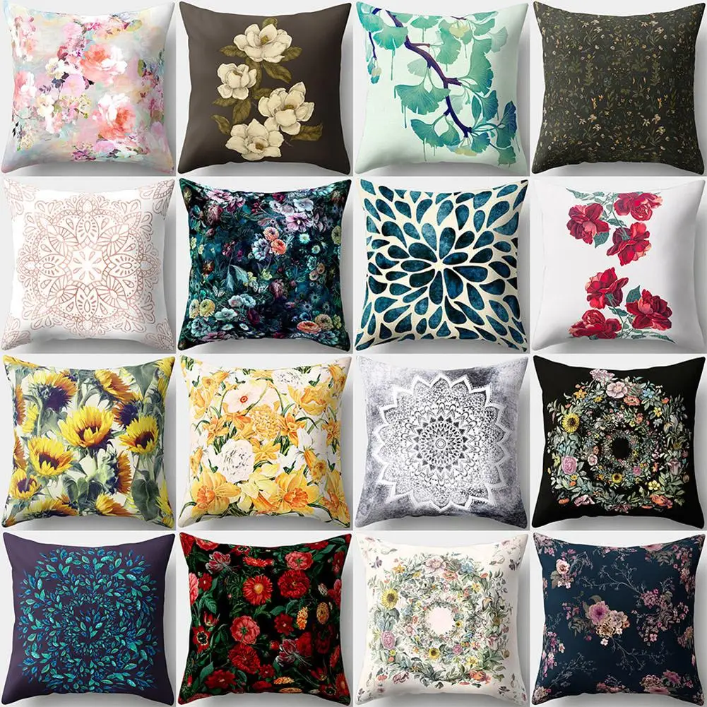 

1Pc Fashion Flower Floral Pattern Square Throw Pillow Cover Case Set Cushion Home Sofa Car Decor