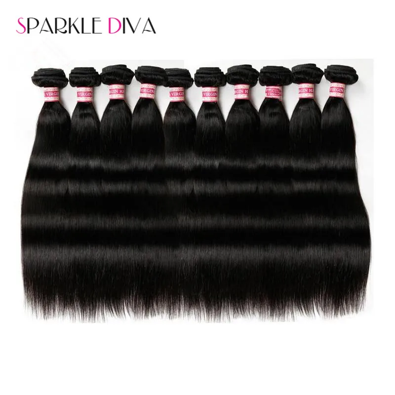 

Wholesale 10Pcs/Lot Brazilian Virgin Hair Straight Unprocessed Virgin Brazilian Hair Straight Grade 7A Human Hair Extensions