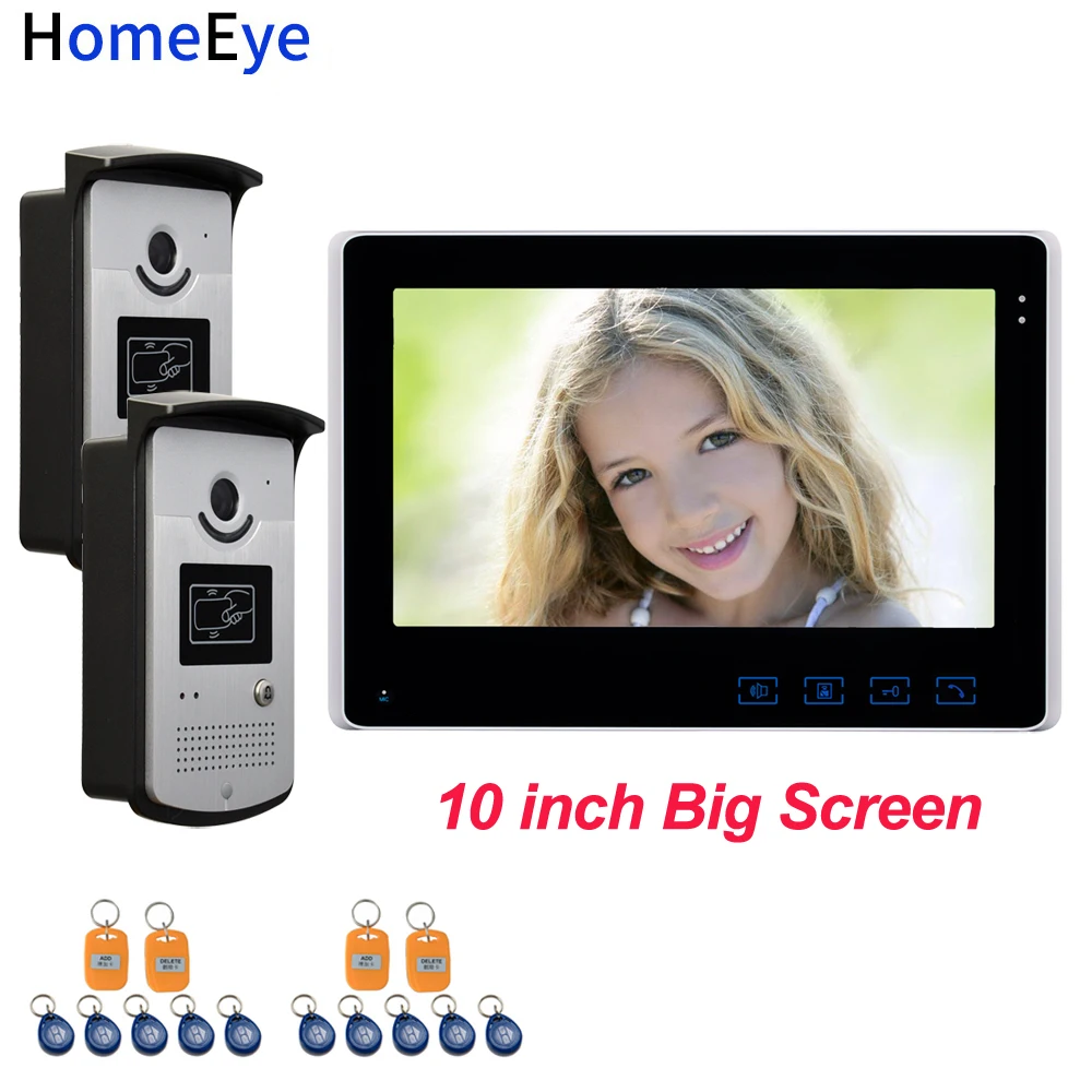 10'' Screen Video Door Phone Video Intercom 2V1 Home Access Control System+RFID Card Reader 1200TVL Waterproof Touch Button OSD 10'' Screen Video Door Phone Video Intercom 2V1 Home Access Control System+RFID Card Reader 1200TVL Waterproof Touch Button OSD
