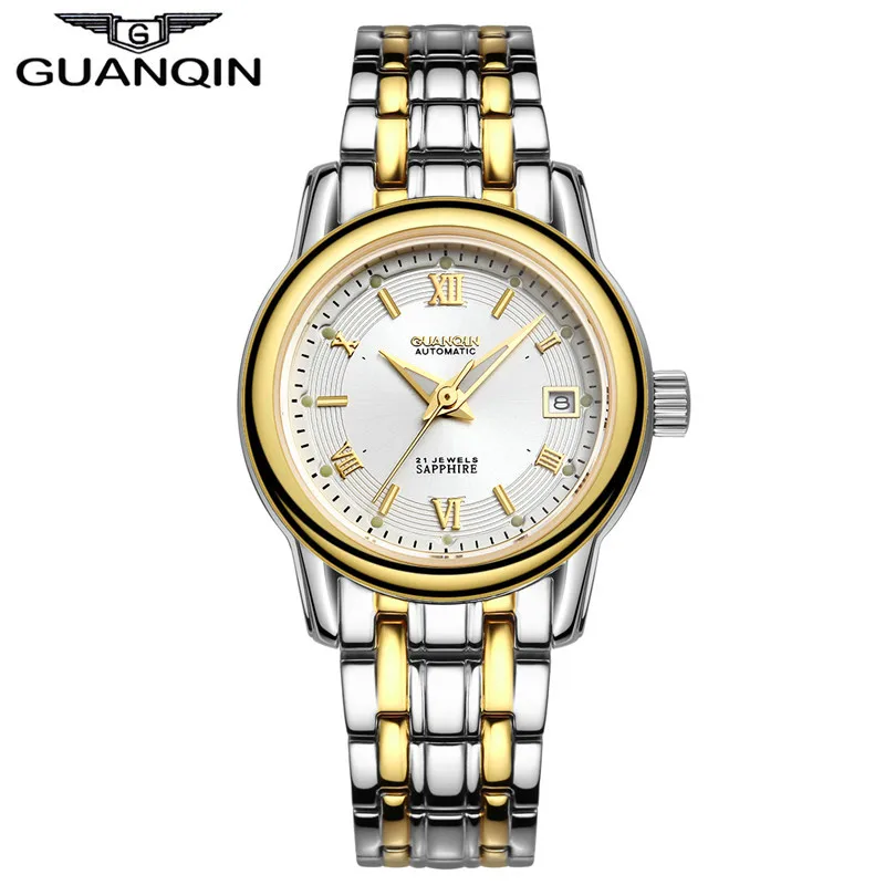 

Hot Women automatic watch Waterproof Orignal GUANQIN sapphire luminous full steel Ladies wrist watch hours women dress watches