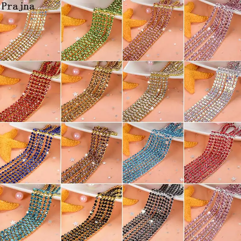 

Prajna Rhinestone Claw Flatblack Chain For Wedding Dress DIY Craft Motif Nails Stickers Sewing Clothes Craft Ornaments F