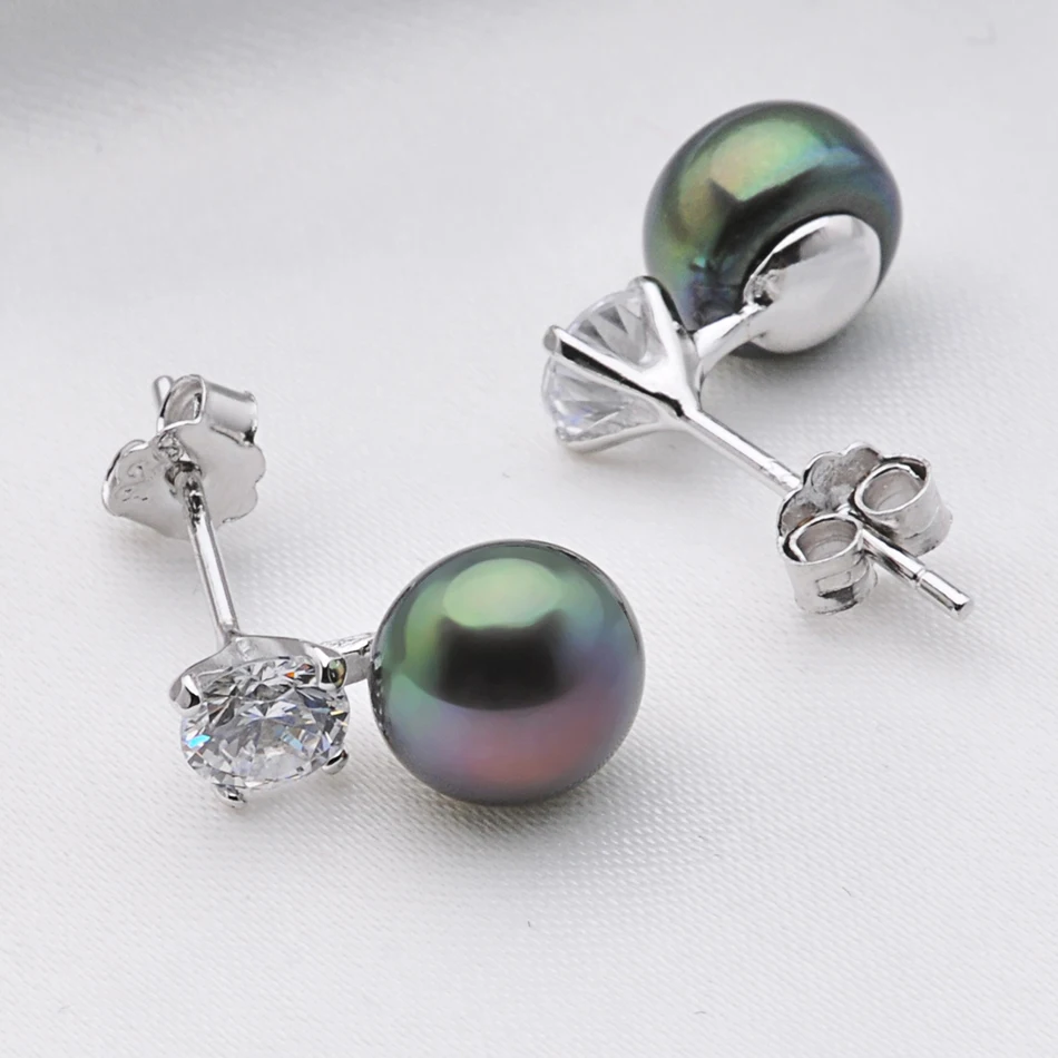 Классические серьги гвоздики с черным жемчугом для женщин вечерние ювелирные