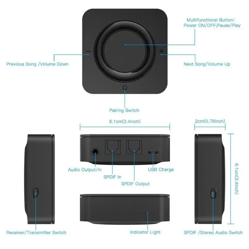 2 в 1 Bluetooth 5,0 приемник передатчик автомобильный AUX Оптическое волокно SPDIF беспроводной адаптер с Bluetooth аудио приемник передатчик