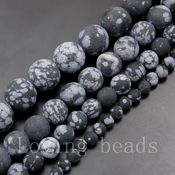 

5Strands/Lot Matte Frosted Natural Snow Flake Jasper Gems Stones Round Spacer Beads 15.5" Diy 4mm 6mm 8mm 10mm 12mm