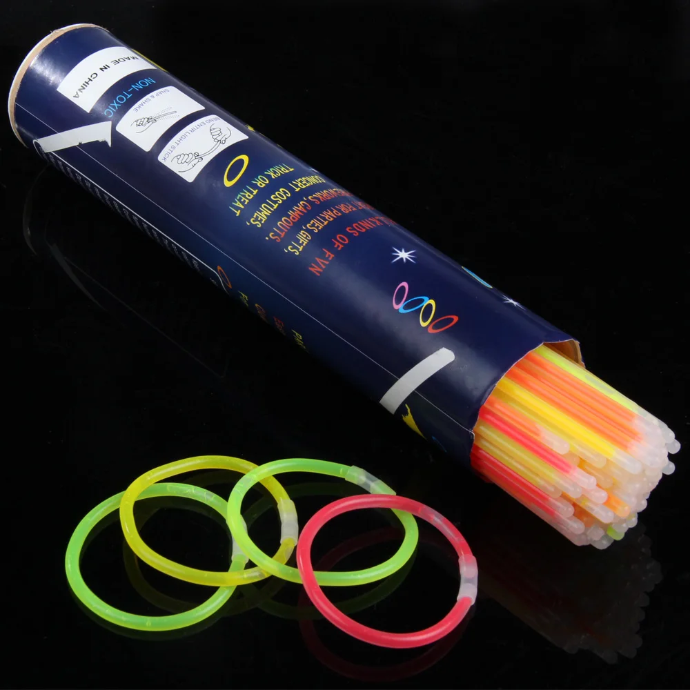 100 pcs Multi color Glow Stick светится в темноте Браслет вечерние вечеринка Хэллоуин люминесцентные светящиеся игрушки с прямыми разъемами