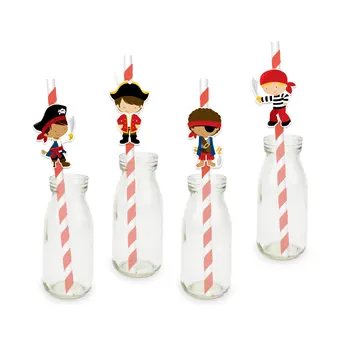 

Pirate Theme Straw Paper Straws Boy Kids Birthday Party Festive Supplies Decoration Paper Drinking Straws 20PCS
