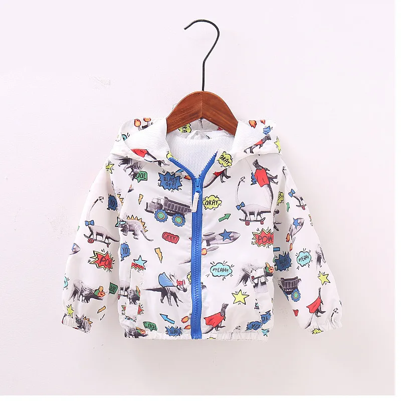 

AILEEKISS Spring Baby Boys Jackets Children's Hooded Dinosaur Printed For Girls Outerwear Windbreaker 1-7T Kids Autumn Clothes