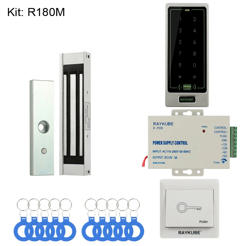 RAYKUBE система контроля доступа с сенсорной клавиатурой RFID считыватель электронный дверной замок полный комплект для домашнего офиса - Цвет: 180M