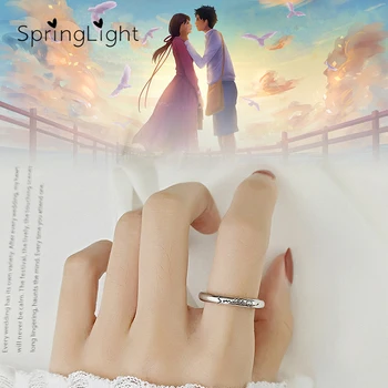 

SpringLight Real 925 Sterling Silver Creative Designer Fine Jewelry Your Smile Adjustable Rings for Women Sweet Gift Bijoux
