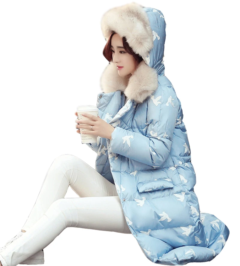 2016 autumn winter Korean women in the long section of cotton down jacket hooded cotton jacket